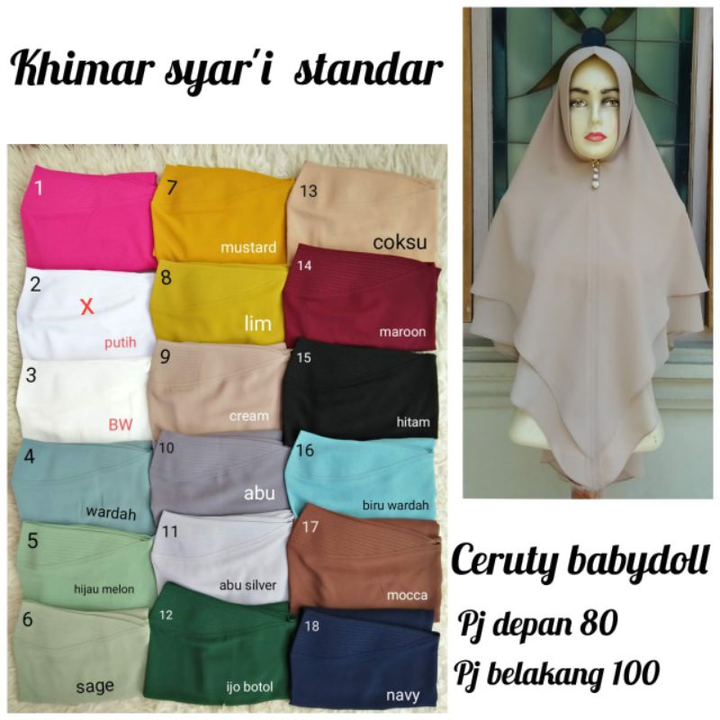 Khimar ceruty baby dol exclusive syar'i kualitas no 1