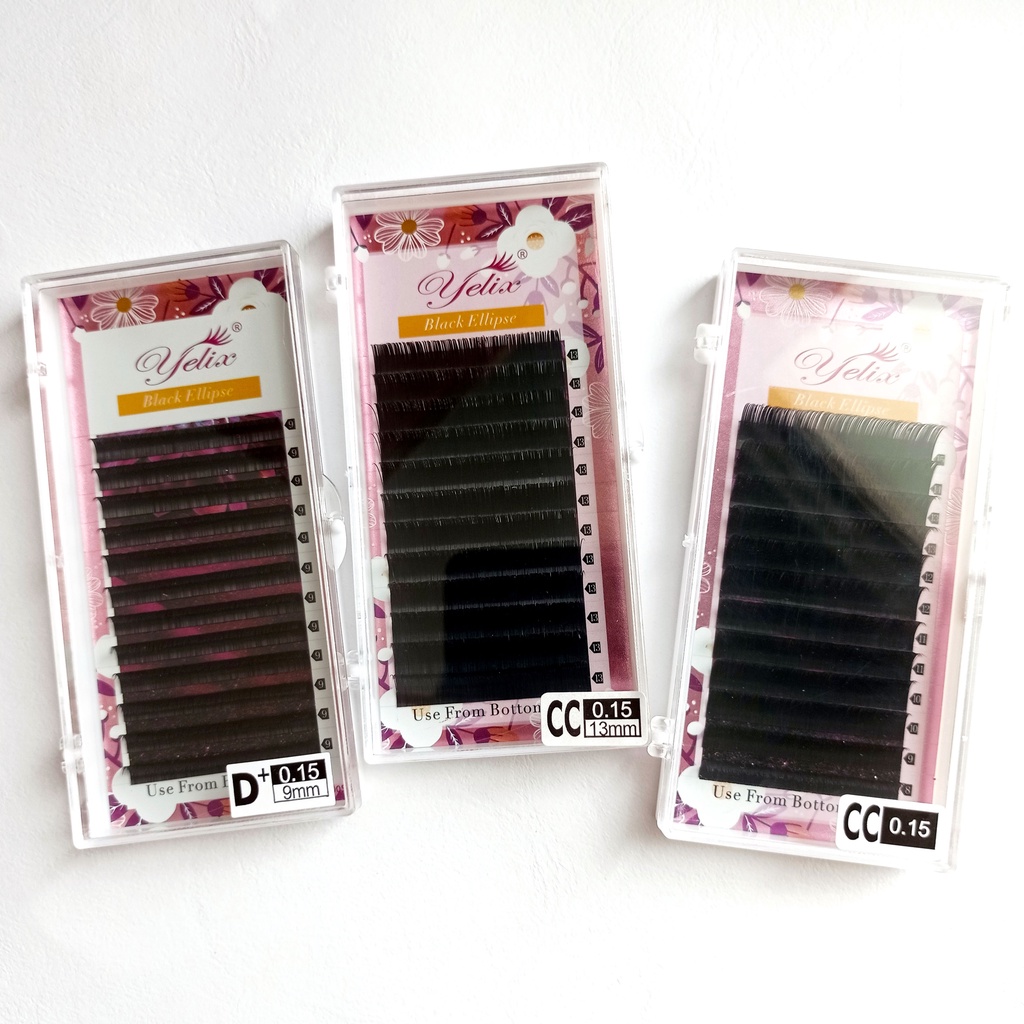 Yelix Black Ellipse Curl D+ &amp; CC Eyelash Extension Bulu Mata Palsu premium