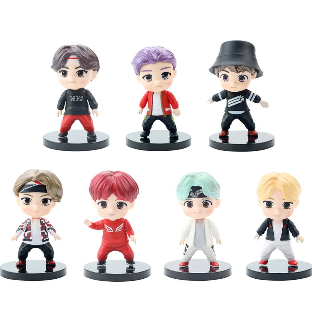 Timekey 7Pcs / Set Mainan Action Figure Mini Model Kpop BTS Bangtan Boys BT21 Q3R6 Untuk Koleksi