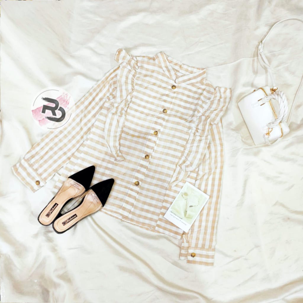 BEFAST - ZRD Blus Wanita ZARAE / UNA TOP /Blouse Motif Kotak-Kotak Kekinian / Blouse Terbaru / Blouse Lengan Panjang / Blouse Kantor