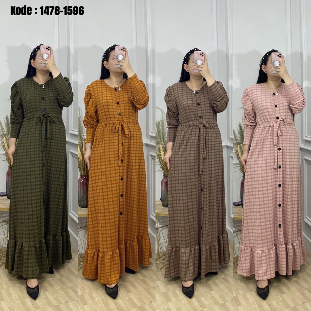 Gamis Rajut Kotak Rempel Import Premium ( Busui + Tangan Balon )