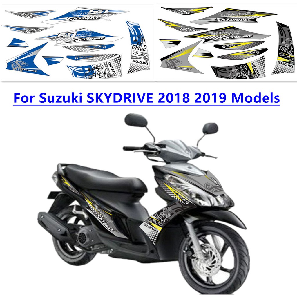 Sticker Decal Dekorasi Motor Suzuki Skydrive 2018 2019 Warna Abu Kuning