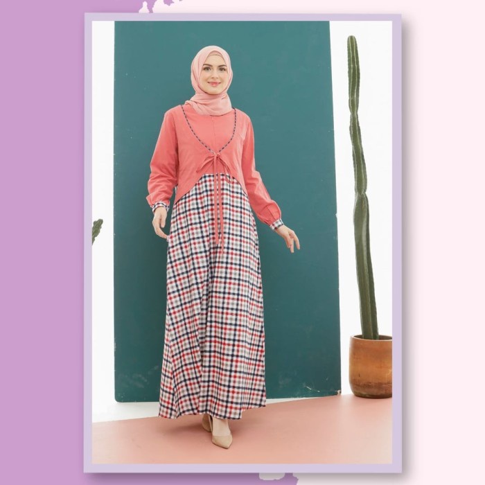 Gamis wanita Gamis Wanita Rauna / RK -232 , 233 / Fashion Muslim - RK -232 - Coral, XL jumbo termura