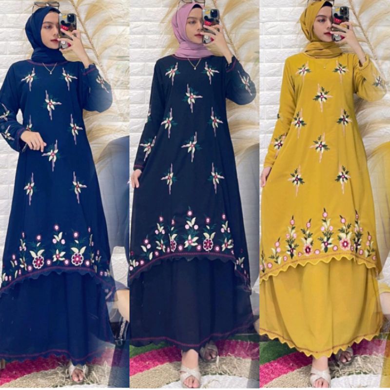 GAMIS MELAYU BORDIR BUNGA SOLDER || GAMIS CERUTY BABYDOLL PREMIUM