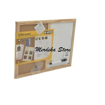 

BI-SILQUE CORK PIN BOARD PAPAN TULIS KAYU KOMBINASI WHITE 40X30 CM MS17