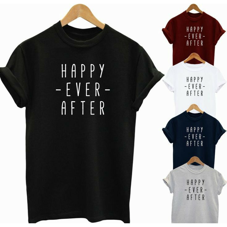GALETHA - Kaos Distro Happy Ever After / kaos Pria Wanita Jumbo Big Size Terbaru / Kaos Pria Distro 