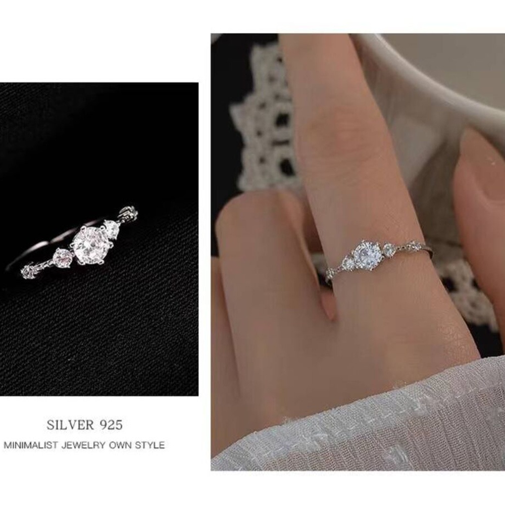 Cincin Model Terbuka Aksen Berlian Gaya Korea Untuk Wanita