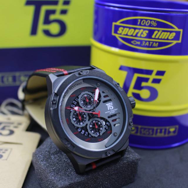 T5 H3585 Sport Watch Original Jam Tangan Pria Water Resistant Leather