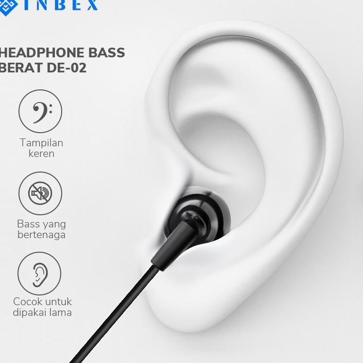 Dapatkan--INBEX Wired Earphone Headset In Ear HD Audio+Audio Splitter / super bass Stereo subwoofer 