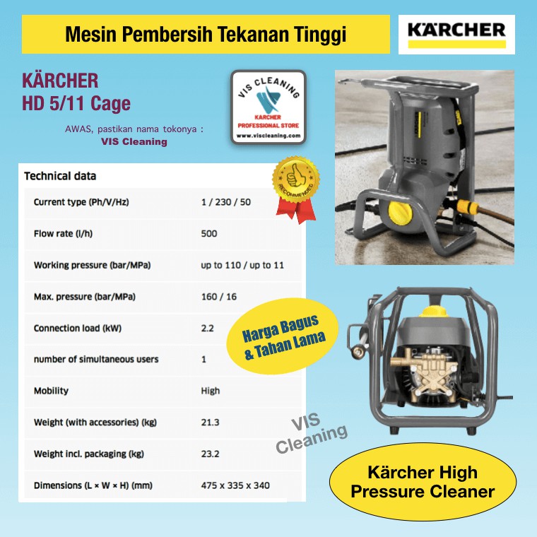 High Pressure Cleaner 110 Bar KARCHER HD 5/11 Cage