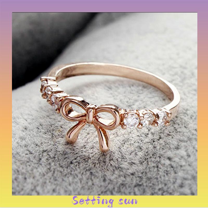 Cincin Desain Pita Hias Berlian Gaya Simple Untuk Wanita TN