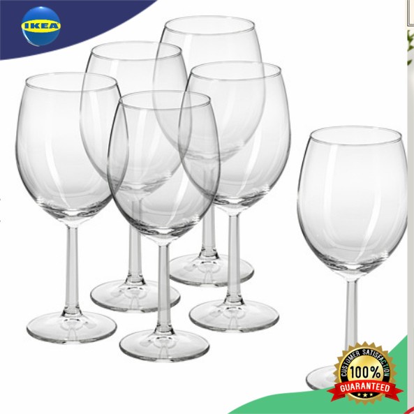 Gelas kaca set 1Set 6pcs Gelas Anggur Kaca/Gelas Pesta Kaca Tinggi Berkaki 440ml SVAL Gelas anggur, 