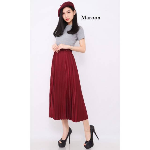 Rok plisket sebetis - Rok wanita pleated skirt 7/8