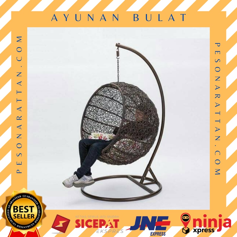 Ayunan Kursi Gantung Bulat Rotan Sintetis Santai Wfh Halaman Teras Rumah Murah Besi Goyang Anyaman R