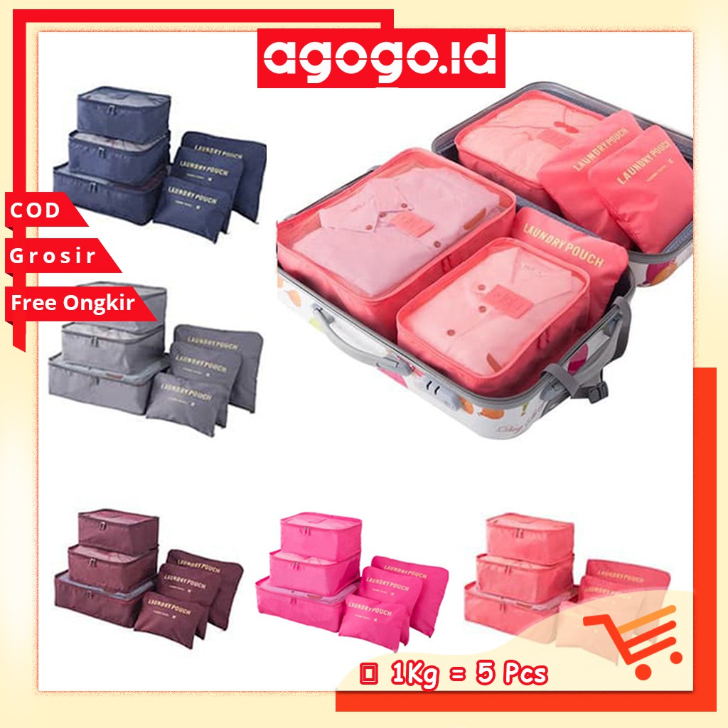 AGG-52 6 In 1 Traveling Bag In Bag Organizer / Travel bag (1 Set Isi 6 Pcs Organizer) Murah