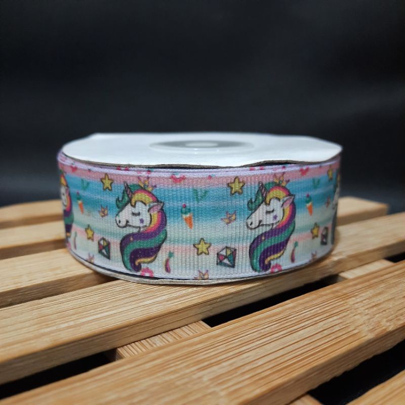 (1Meter) Pita Grossgrain Motif Unicorn 2.5cm/1inci