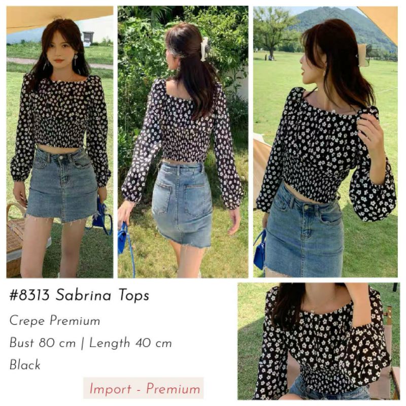 Blouse wanita sabrina 8313 top motif Bunga Bunga