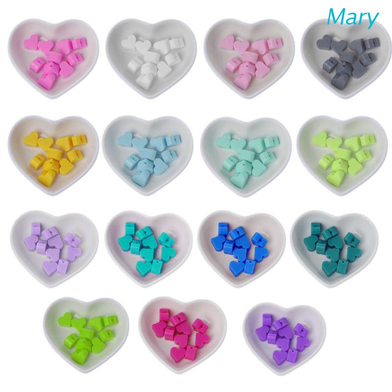 Mary 10pcs Manik-Manik Silikon Bentuk Hati Untuk DIY Teether Bayi