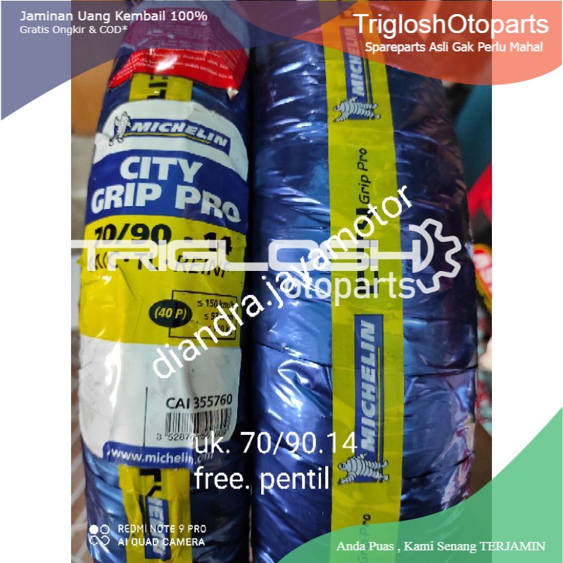 MURAH michelin city grip pro 70/90.14 free pentil for all matic