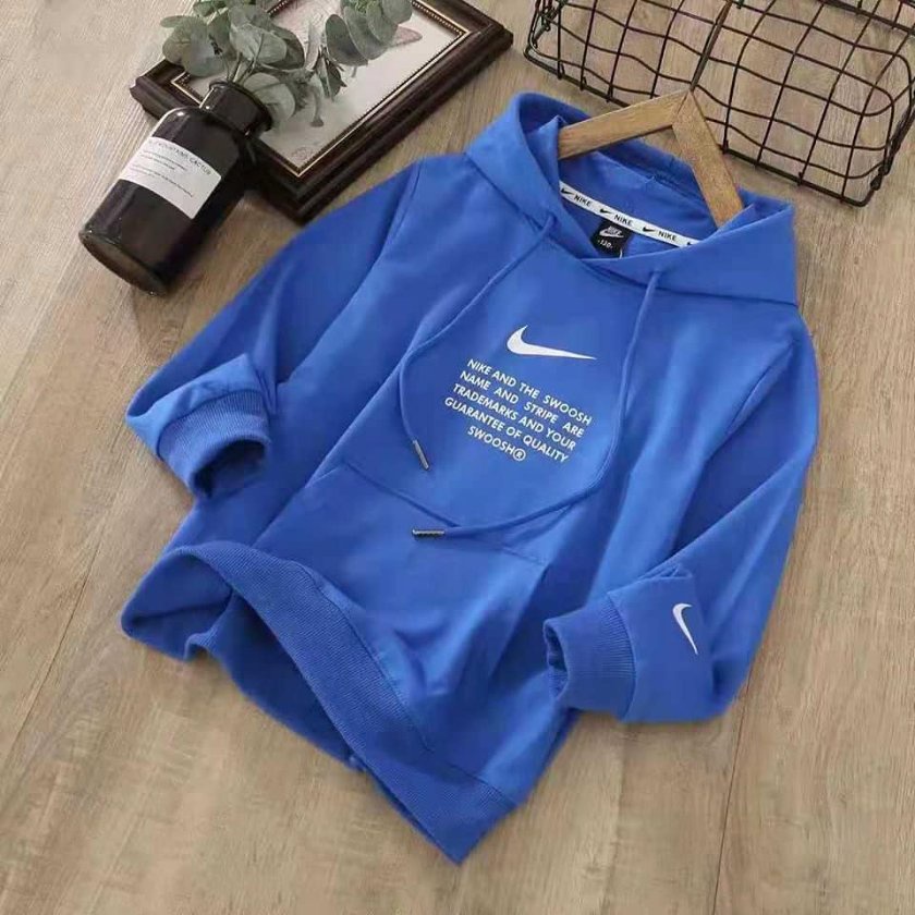 Sweater Hoodie Anak Cowok Cewek Impor Nike Blue ukuran 6-12tahun