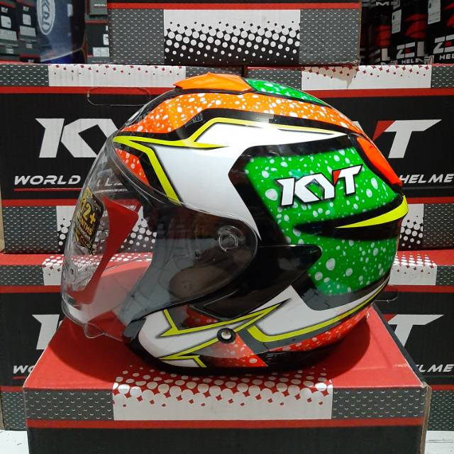 HELM KYT KYOTO MOTIF #2 BLACK/RED FLUO/GREEN FLUO