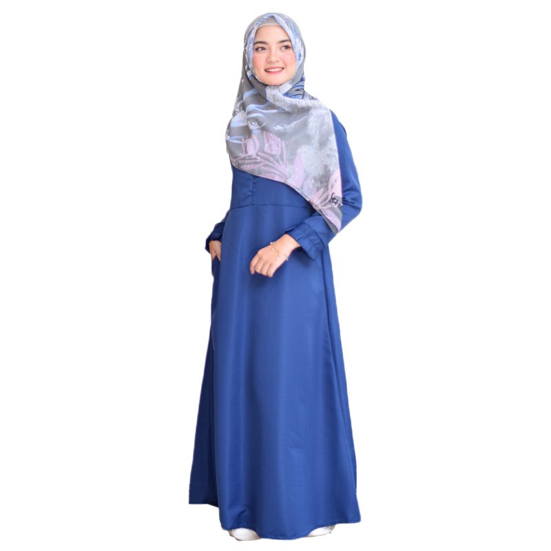 Gamis Wanita Balotelli Polos Syari - Biru Navy