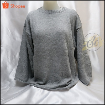 [✅COD]SWEATER RAJUT WANITA ZERO QUALITY SUPER PREMIUM / ATASAN OVERSIZE || SWEATER POLOS-ABU MUDA