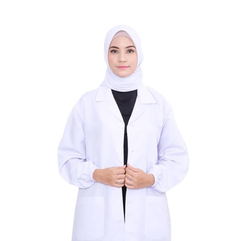 Jas Laboratorium Seragam Lab Baju Praktek Klinik Pria Wanita Lengan Pendek dan Panjang RJLINEN