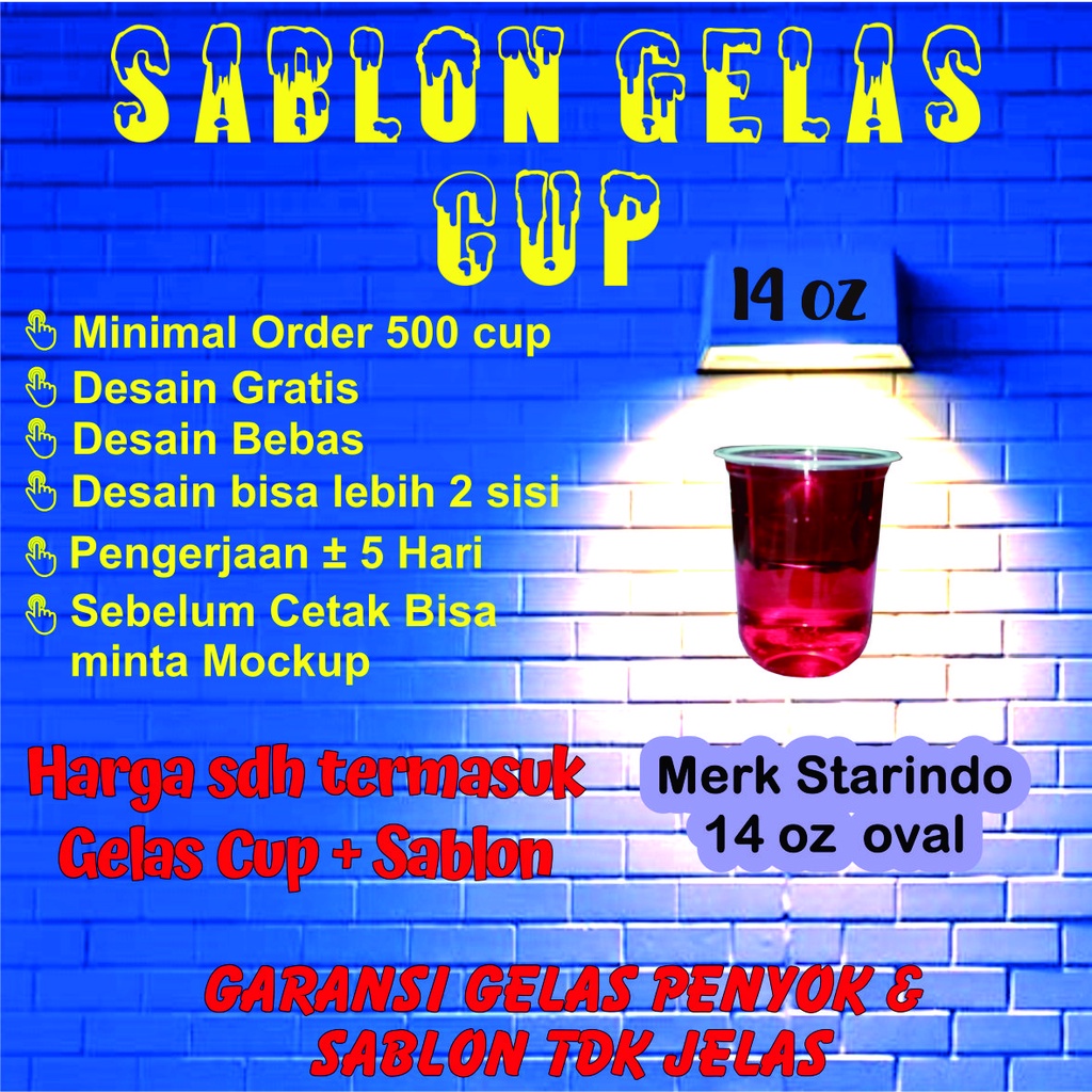 Sablon Gelas Cup 14 Starindo Model Oval