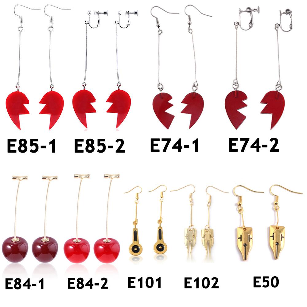 SKJK   JoJos Bizarre Adventure Anting Wanita Panjang Hati Cherry Kakyoin Noriaki Rohan Kishibe Cherry Drop Earrings