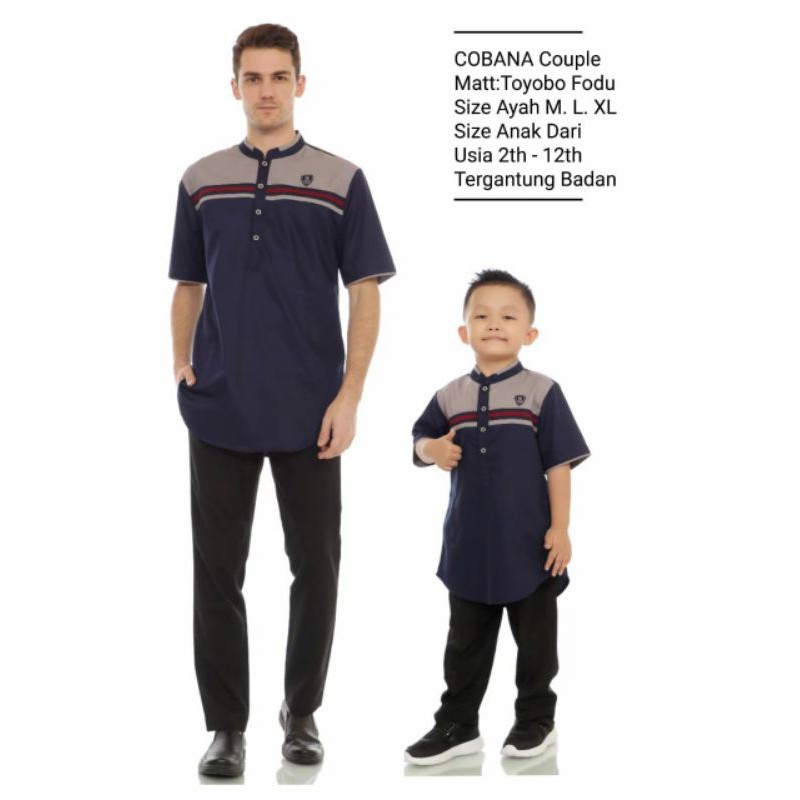 COBANA Baju Koko Couple Pria Muslim / Toyobo Fodu - Navy/ Fashion Muslim Pria