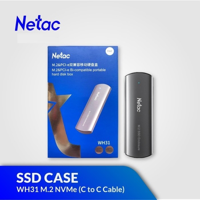 External Case SSD Netac WH31 M.2 PCIe to USB3.1 Type C Enclosure NVMe