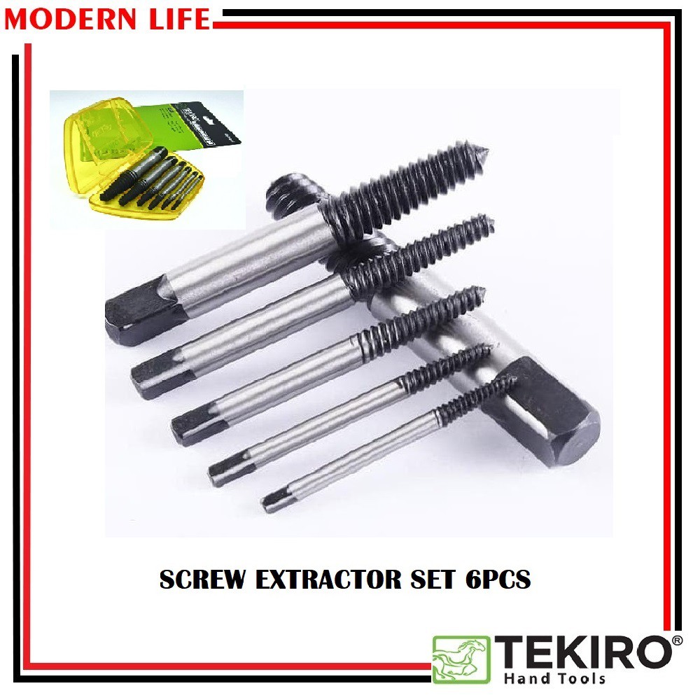 TEKIRO Screw Extractor 6 Pcs Pembuka Baut Set Tap Balik