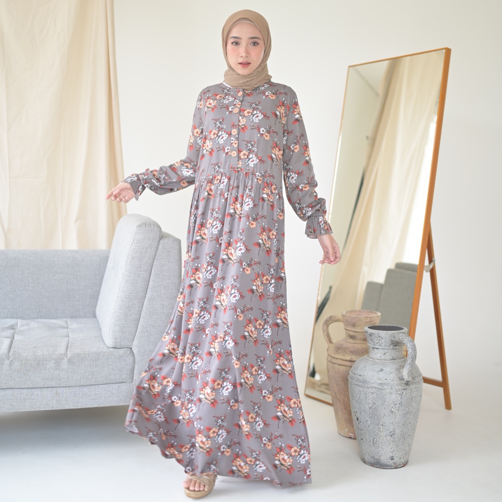 RILLEY - Gamis Bunga Azalea | Dress Rayon Terbaru | Fashion Muslim Syari Wanita