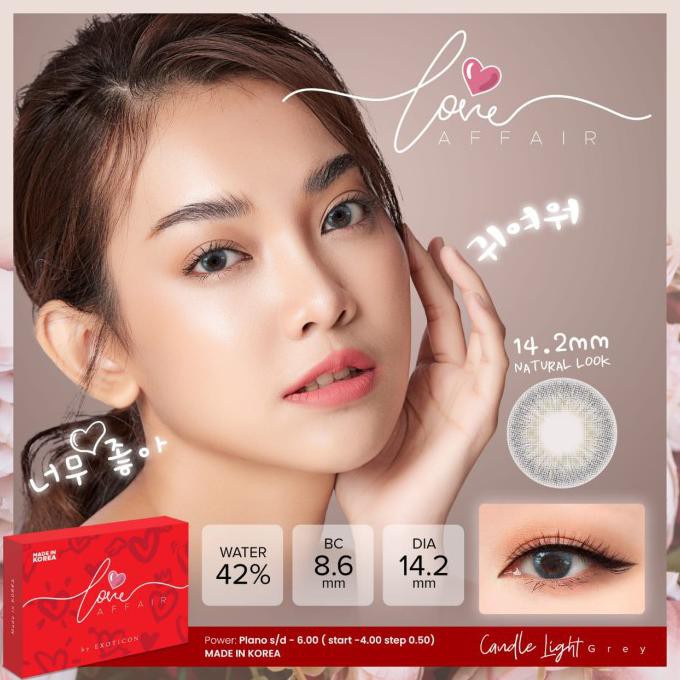 softlens Love Affair NORMAL Natural Exoticon Grey Hazel Blue Brown Bronze Light 14.2mm Korea Letter