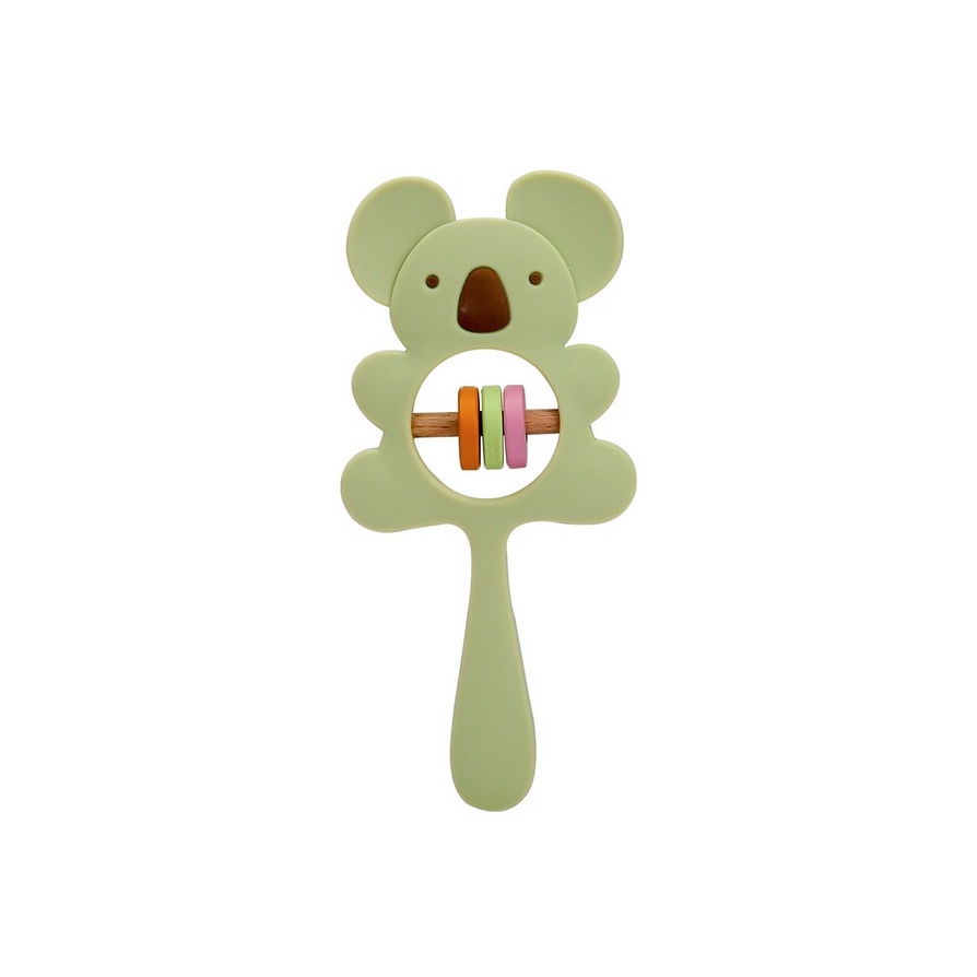 Crumbl Silicone Teether Rattle Stick Toy - Koala Elephant Mainan Toys Gigitan Anak Bayi Silikon Teething Toy-Koala - Sage Green
