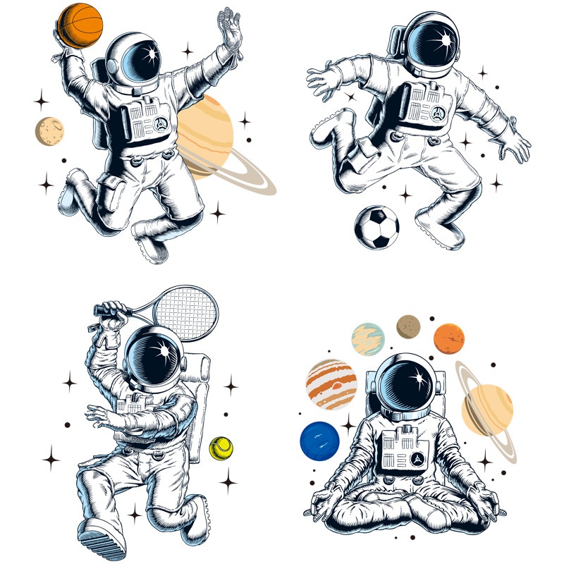 Stiker Dinding Motif Astronot Luar Angkasa Untuk Dekorasi Ruang Kelas Tk