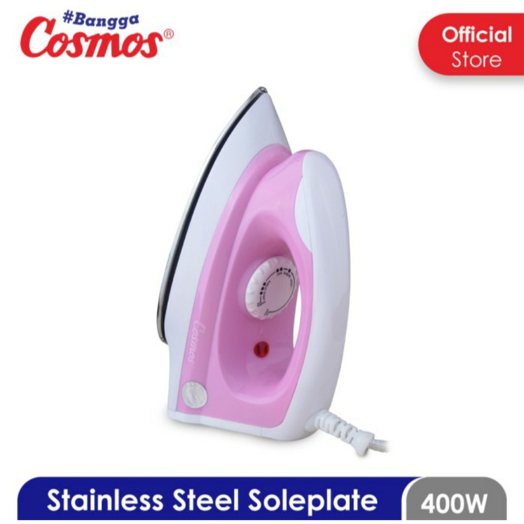 Setrika Cosmos CIS 428 Dry Iron Cosmos 428 Setrika Cosmos Stainless Steel Soleplate Setrika Pink