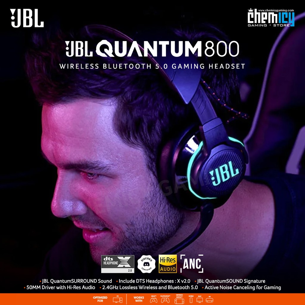 JBL Quantum 800 / Q800 RGB ANC Wireless Bluetooth 5.0 Gaming Headset