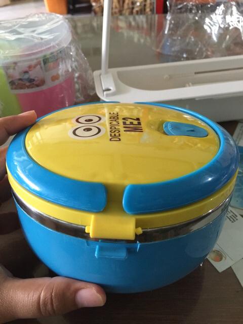 Rantang 1 Susun Karakter/ Rantang Bulat Stainless Steel / Lunch Box Karakter Kartun Bento Box Brunch