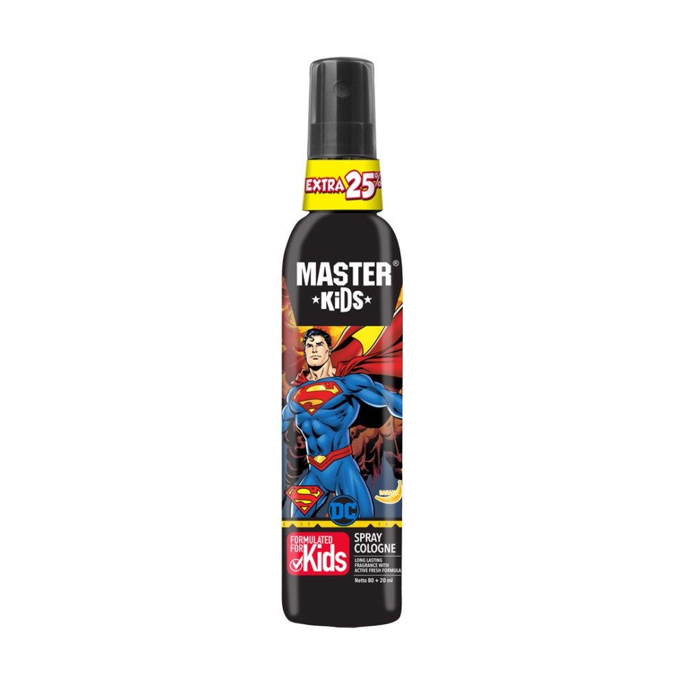 Parfum Anak MASTER KIDS Spray Cologne Superhero 80 ml plus 20 ml / 100 ml Batman Spiderman Superman Blackcurrant strawberry pewangi tubuh