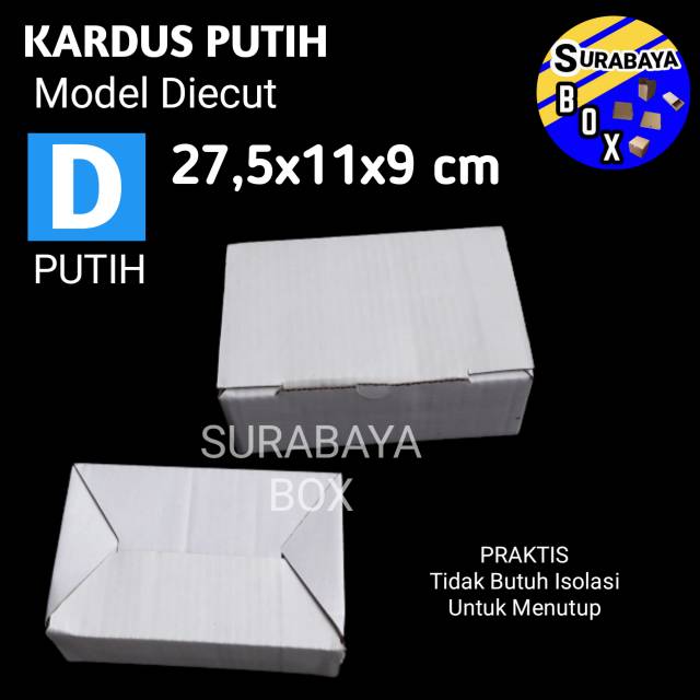 

KARDUS D PUTIH 27.5x11x9cm KOTAK AKSESORIS KARTON BOX DOS DUS SEPATU