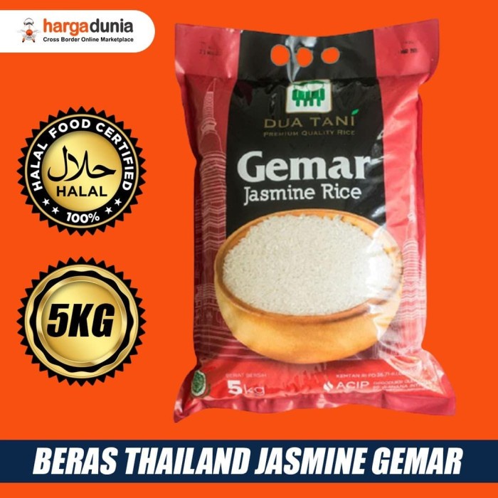 

Beras Thailand Jasmine Gemar - Dua Tani - Premium Quality - HALAL