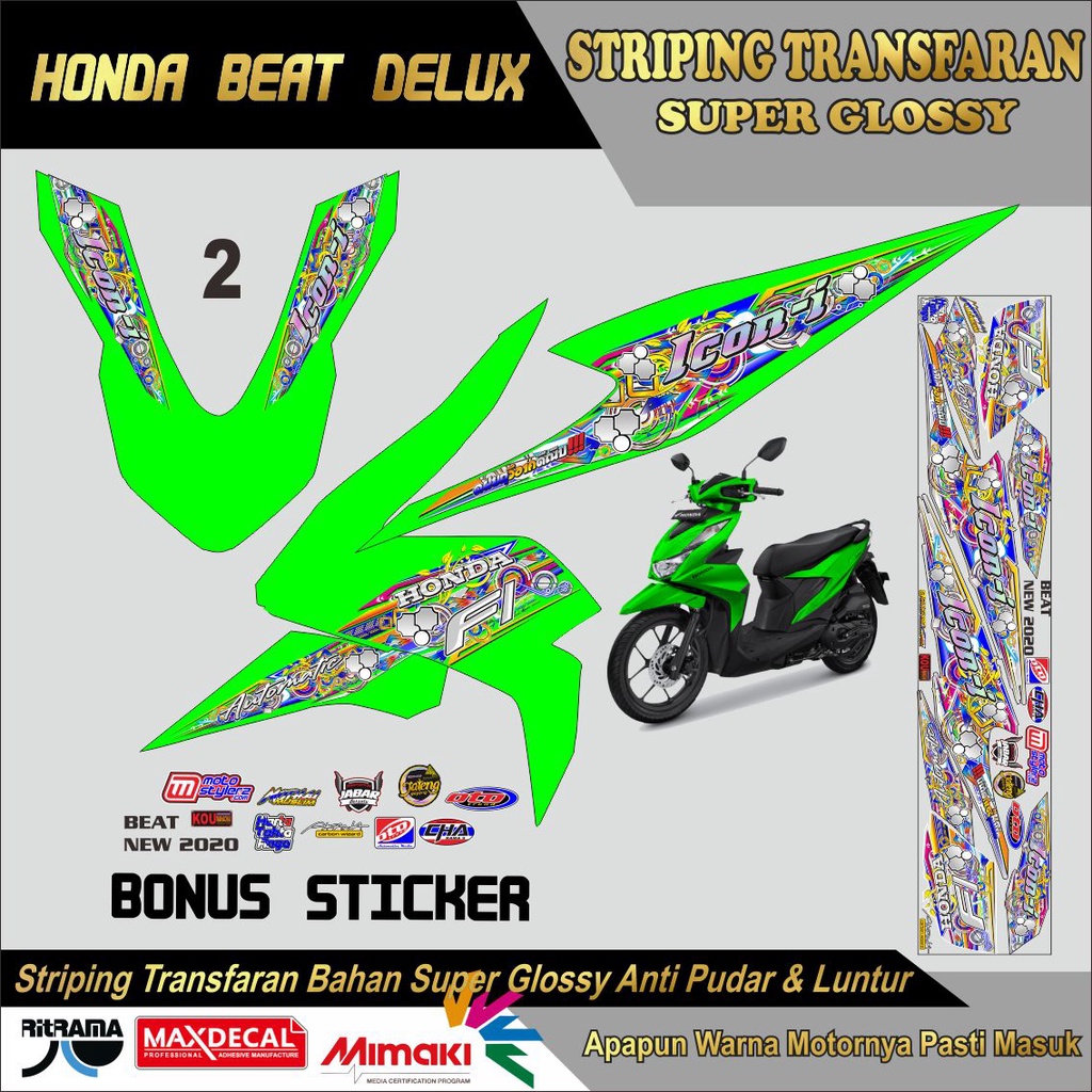 STRIPING RACING BEAT DELUXE VARIASI TRANSPARAN LIS BODI MOTOR BEAT TRANSPARAN UV