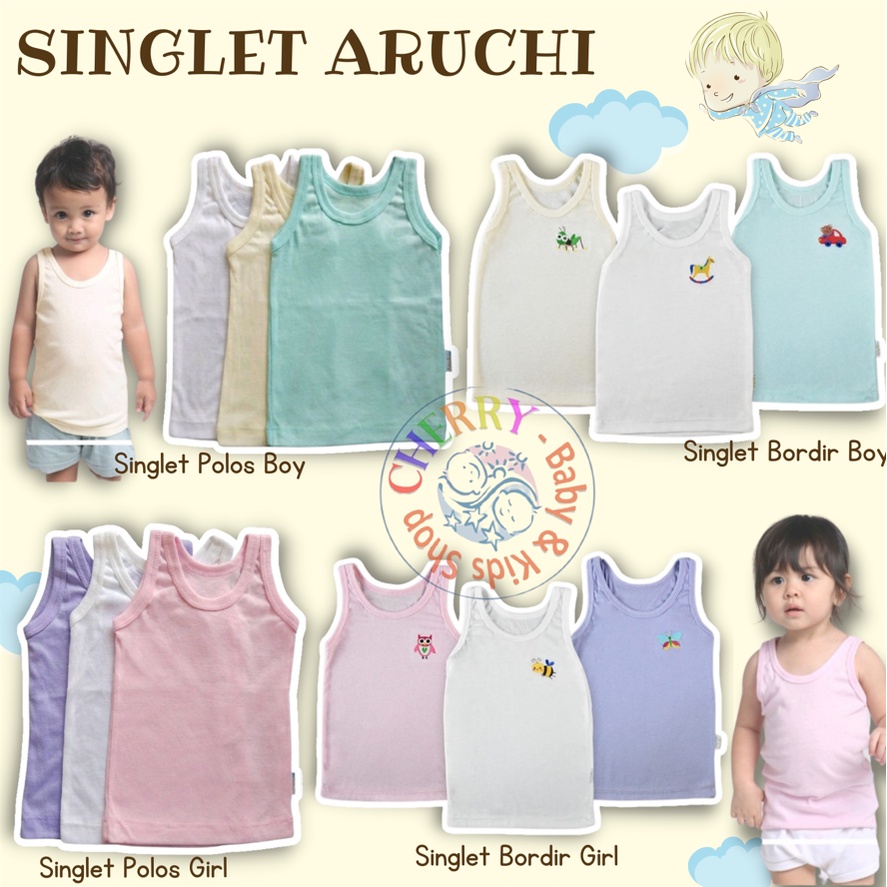 3pcs ARUCHI / Simson Singlet Kaos Dalam Bayi NEWBORN, SML Simson Baby CBKS