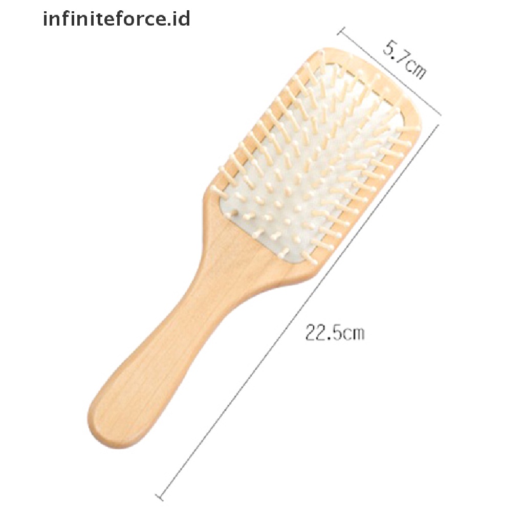 (Infiniteforce.Id) Sisir Pijat Kepala Anti Statis Gagang Kayu