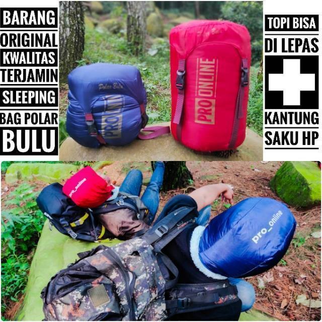 Sleeping Bag Polar Bulu pro_online Extra Tebal - Small Compres