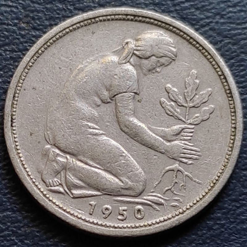 Uang Koin Kuno Luar 5 Pfennig Jerman Tahun 1950