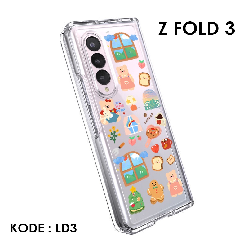 Casing Zfold 4 Fold 4 Samsung Galaxy Z Fold 3 Zfold Custom Hardcase Clear Nama request Gambar