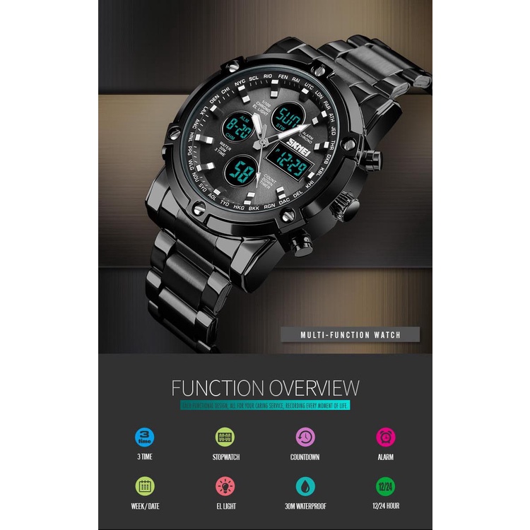Jam Tangan Pria Sport Analog Digital Rantai Premium Anti Air Original Luxury Stainless Steel Jam Tangan Kasual Digital Analog Pria Jam Tangan Pria Luxury Full Steel Sport Baja Tahan Karat Analog Mewah Kuarsa Original Tahan Air